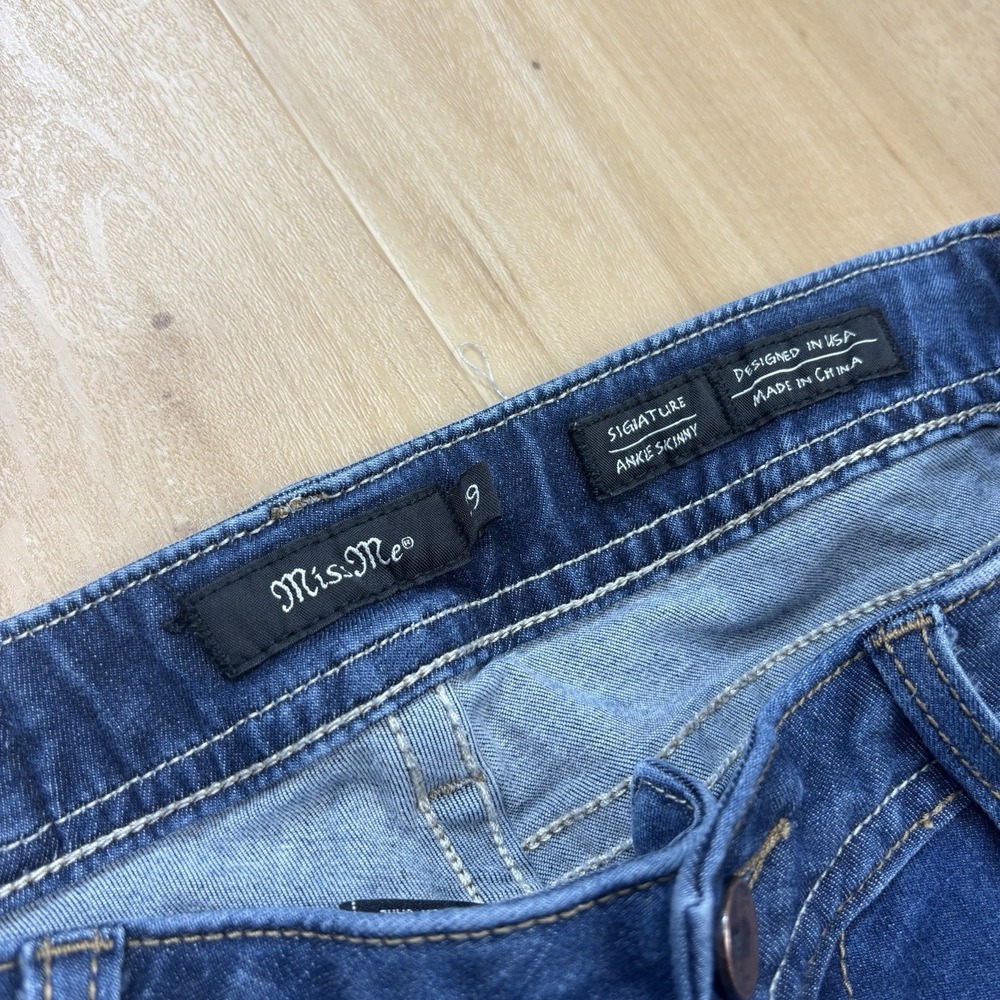 Miss Me Signature Ankle Skinny Jeans Size 29 Y2K Distressed Embroidered - Picture 8 of 10